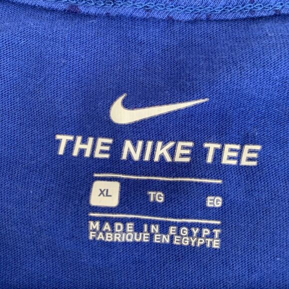 Nike Shirt Men XL Blue Paint Splatter Spell Out Big Logo Crewneck Athletic Tee - Picture 4 of 6